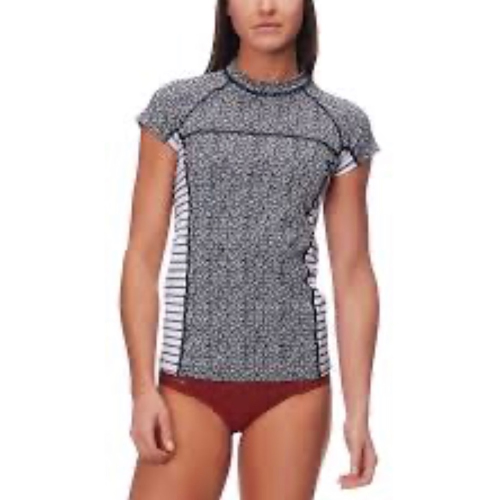 Patagonia MICRO SWELL Surfing RASHGUARD Beach TOP Geometric Print NWOT